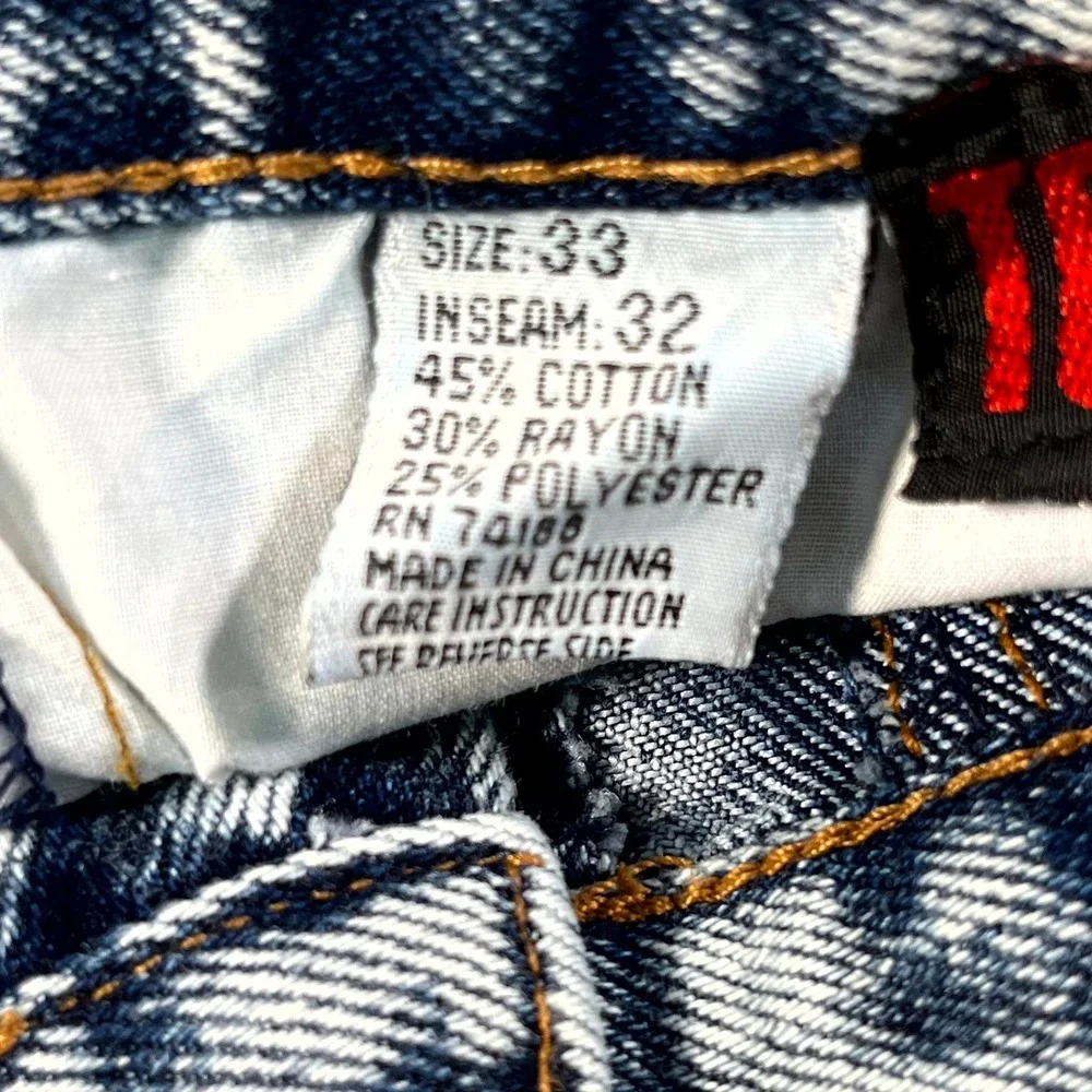 Todays News Cargo Jeans Mens 33x32 Blue Denim Acid Wash Cotton Straight Leg